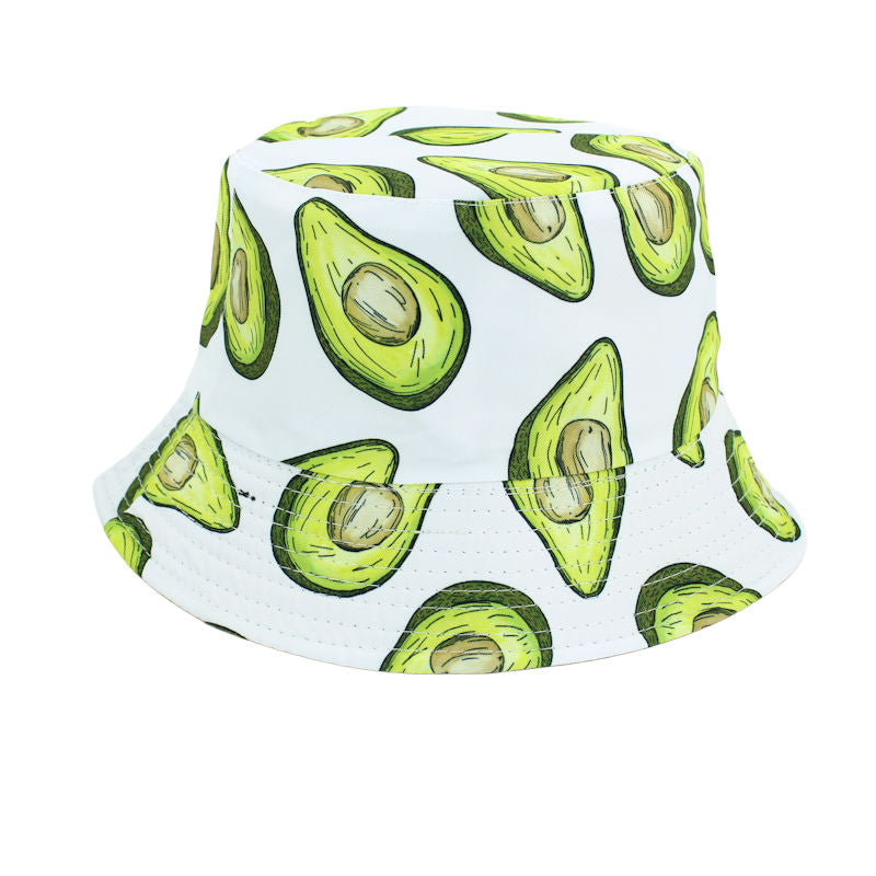 Reversible Avocado Printed Bucket Hat - White