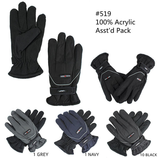 12-pack Wholesale Men's Winter Sport Gloves Ski Gloves #519