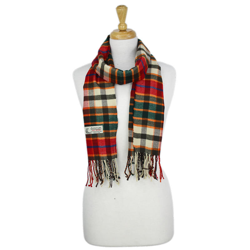 Plaid Cashmere Feel Scarf 12-pack Green/red/beige CM53-2