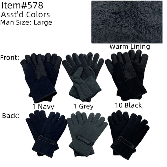 12-pack Wholesale Men's Fleece Winter Sport Gloves Ski Gloves #578