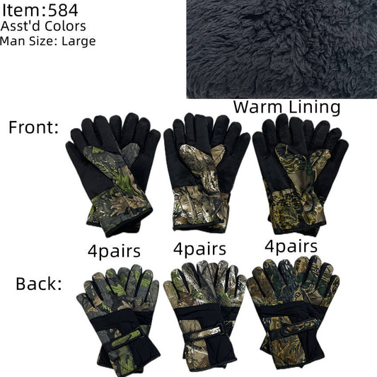 12-pack Wholesale Men's Winter Camo Sport Gloves Ski Gloves #584