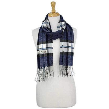 Plaid Cashmere Feel Scarf 12-pack Navy CM61