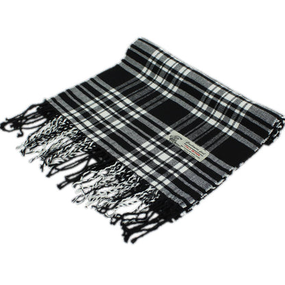 Plaid Cashmere Feel Scarf 12-pack Black/wht CM63