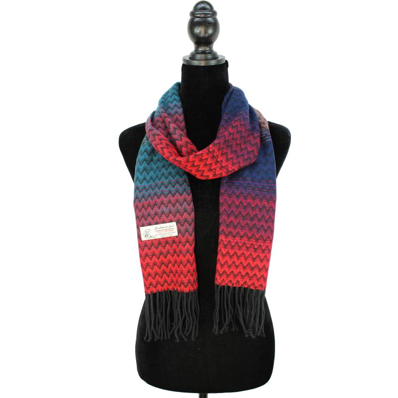 Shevron Cashmere Feel Scarf 12-pack Multi Red/blue/orange CM65-3