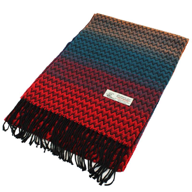 Shevron Cashmere Feel Scarf 12-pack Multi Red/blue/orange CM65-3