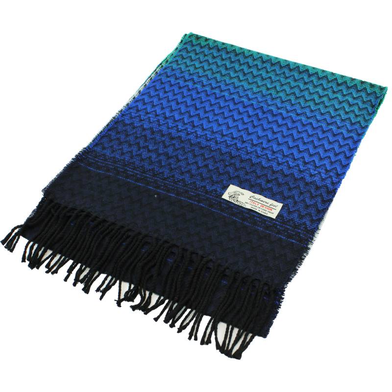 Shevron Cashmere Feel Scarf 12-pack Multi Blue/green/grey CM65-4