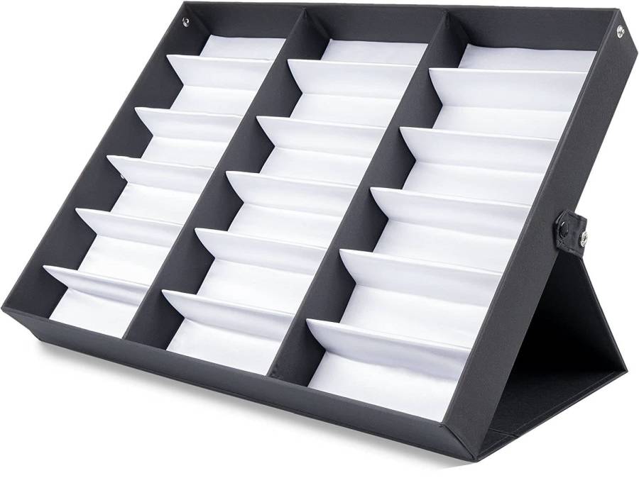 18 Pairs Sunglass Eyewear Display Tray Case, Watches and Jewelry Tray Case.