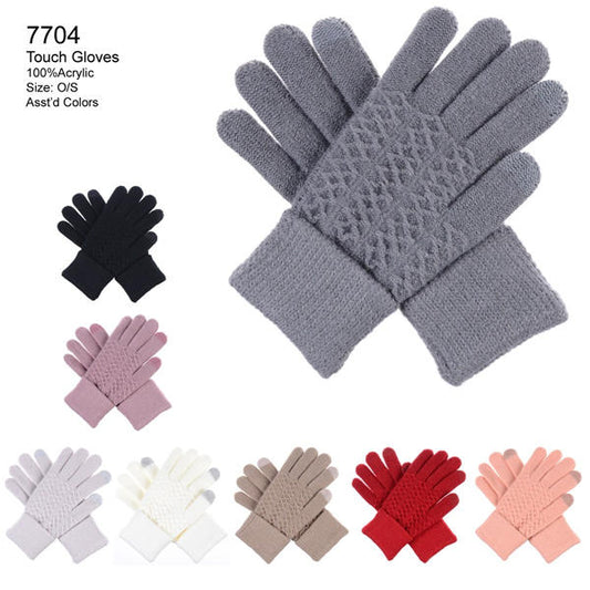 12-pack Wholesale Knited Women's Winter Texting Gloves Touch Screen #7704