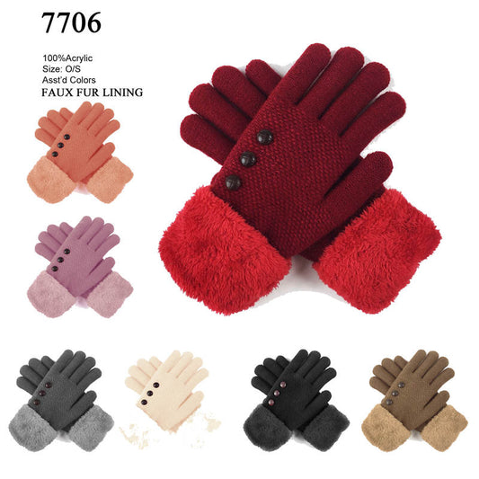 12-pack Wholesale Knitted Women's Heavy Winter Gloves #7706