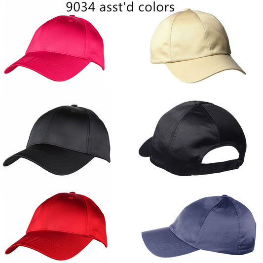12-pk Assorted Plain Polyester Satin Cap Hats #9034