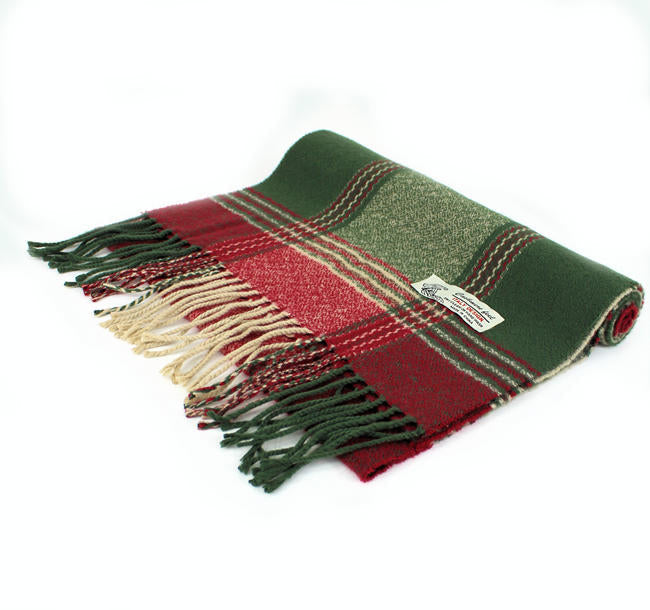 Plaid Cashmere Feel Scarf 12-pack Multi Army Green/burgundy CM29-1