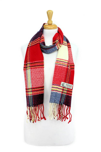 Plaid Cashmere Feel Scarf 12-pack Multi Red/navy/white CM29-5