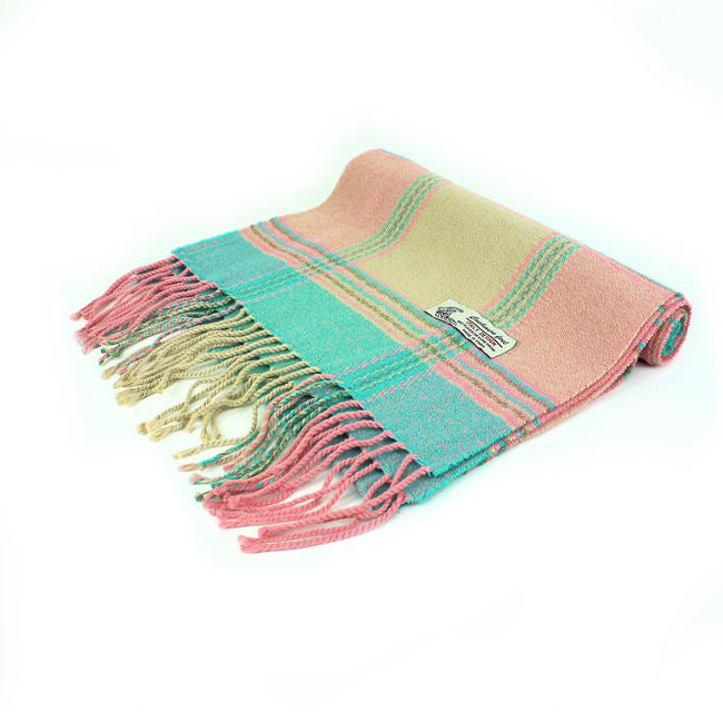 Plaid Cashmere Feel Scarf 12-pack Multi Pink/mint/beige CM29-6