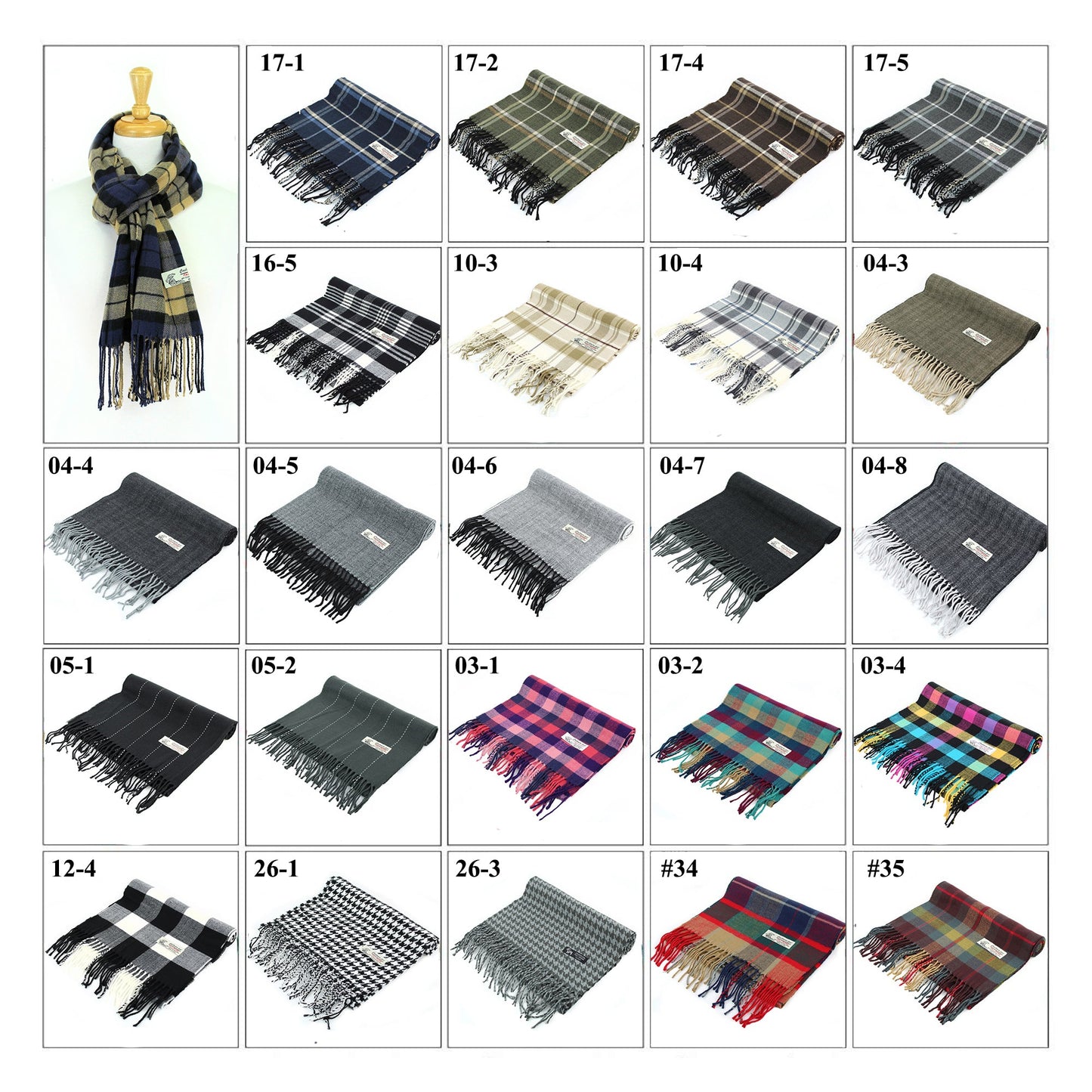 60pack Of Assorted Colors & Patterns Cashmere Feel Scarves