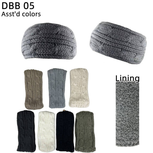 12-pack Women's Cable Knitted Fuzzy Lined Warm Headbands DBB05