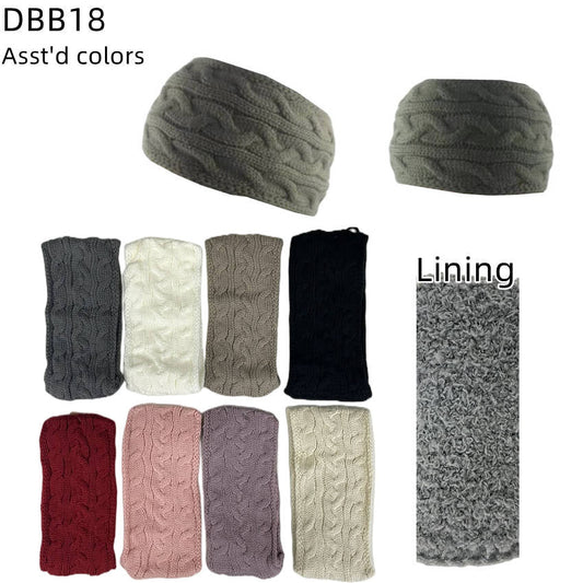 12-pack Women's Cable Knitted Fuzzy Lined Warm Headbands DBB18