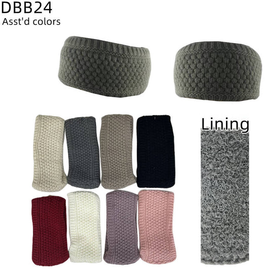 12-pack Women's Cable Knitted Fuzzy Lined Warm Headbands DBB24