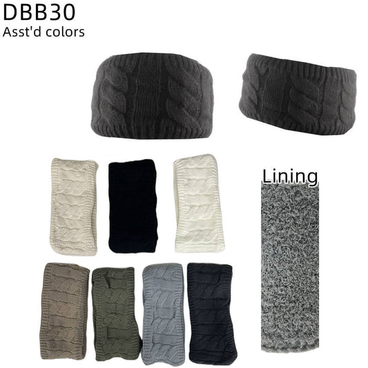 12-pack Women's Cable Knitted Fuzzy Lined Warm Headbands DBB30