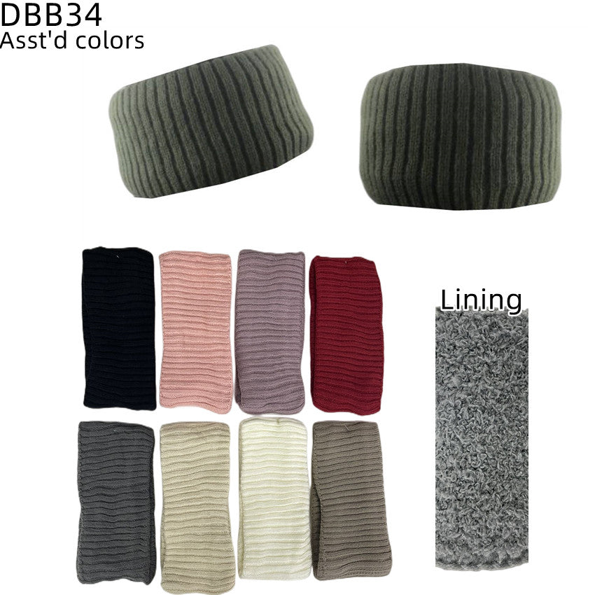 12-pack Women's Cable Knitted Fuzzy Lined Warm Headbands DBB34