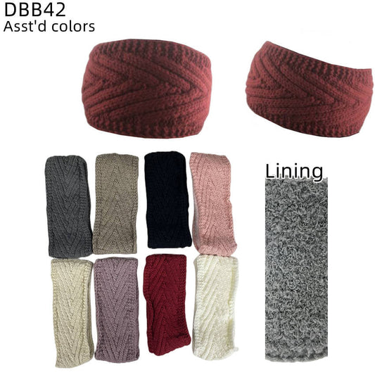 12-pack Women's Cable Knitted Fuzzy Lined Warm Headbands DBB42