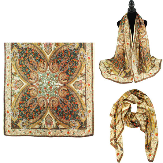 Women 35"X78" Oblong Silky Satin Scarf Shawl F11-26