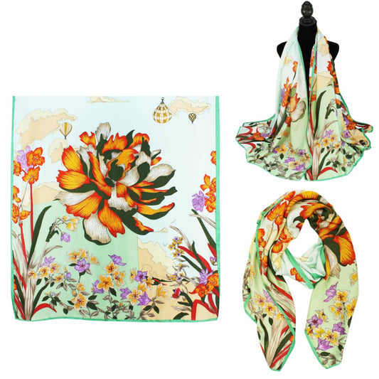 Women 35"X78" Oblong Silky Satin Scarf Shawl F11-32