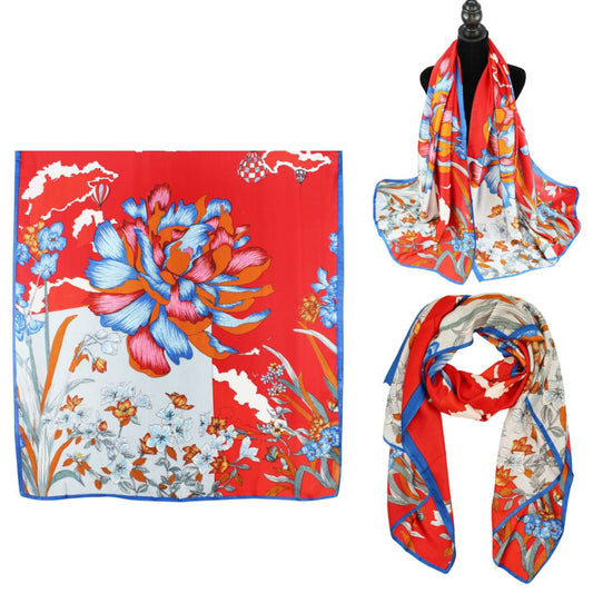 Women 35"X78" Oblong Silky Satin Scarf Shawl F11-33