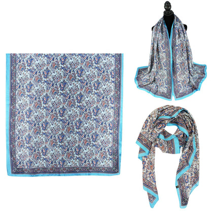 Women 35"X78" Oblong Silky Satin Scarf Shawl F11-41