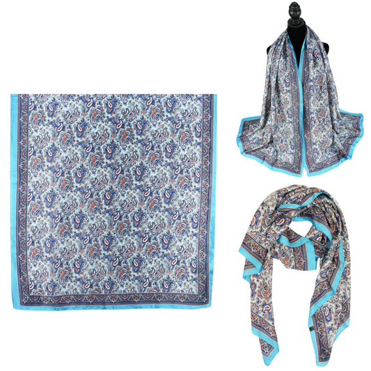 Women 35"X78" Oblong Silky Satin Scarf Shawl F11-41