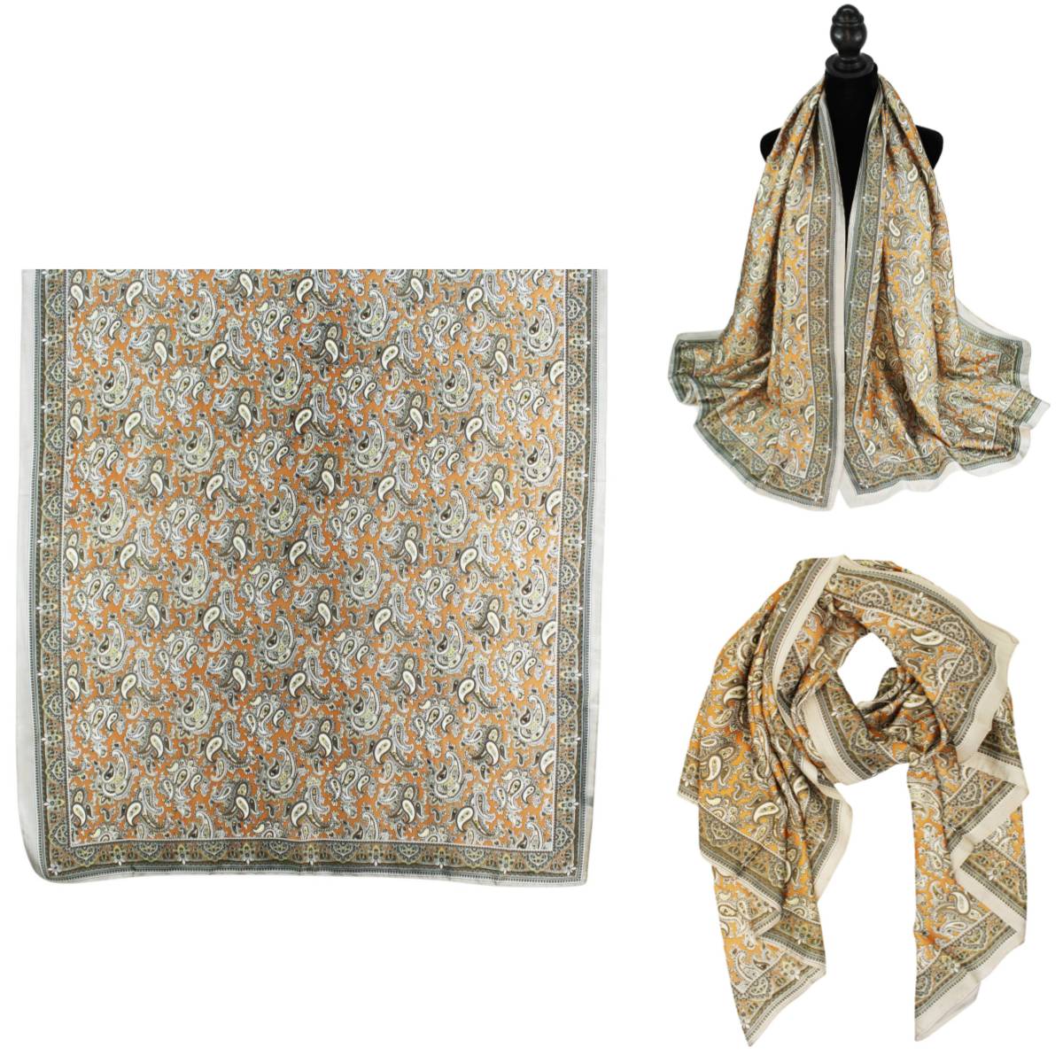 Women 35"X78" Oblong Silky Satin Scarf Shawl F11-42