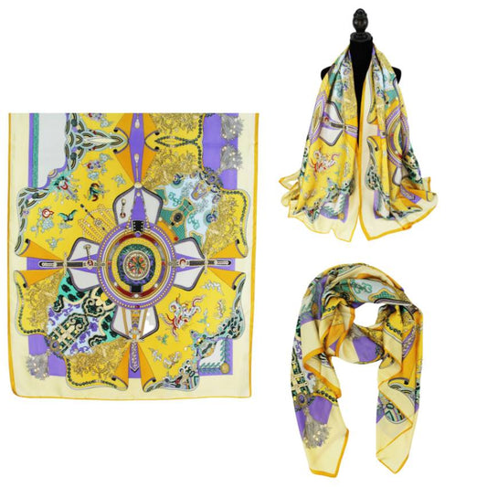 Women 35"X78" Oblong Silky Satin Scarf Shawl F11-55