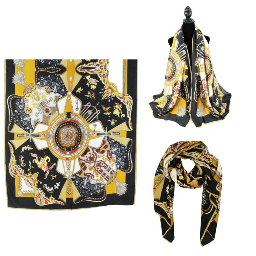 Women 35"X78" Oblong Silky Satin Scarf Shawl F11-56