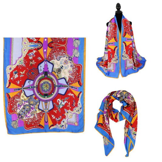 Women 35"X78" Oblong Silky Satin Scarf Shawl F11-57