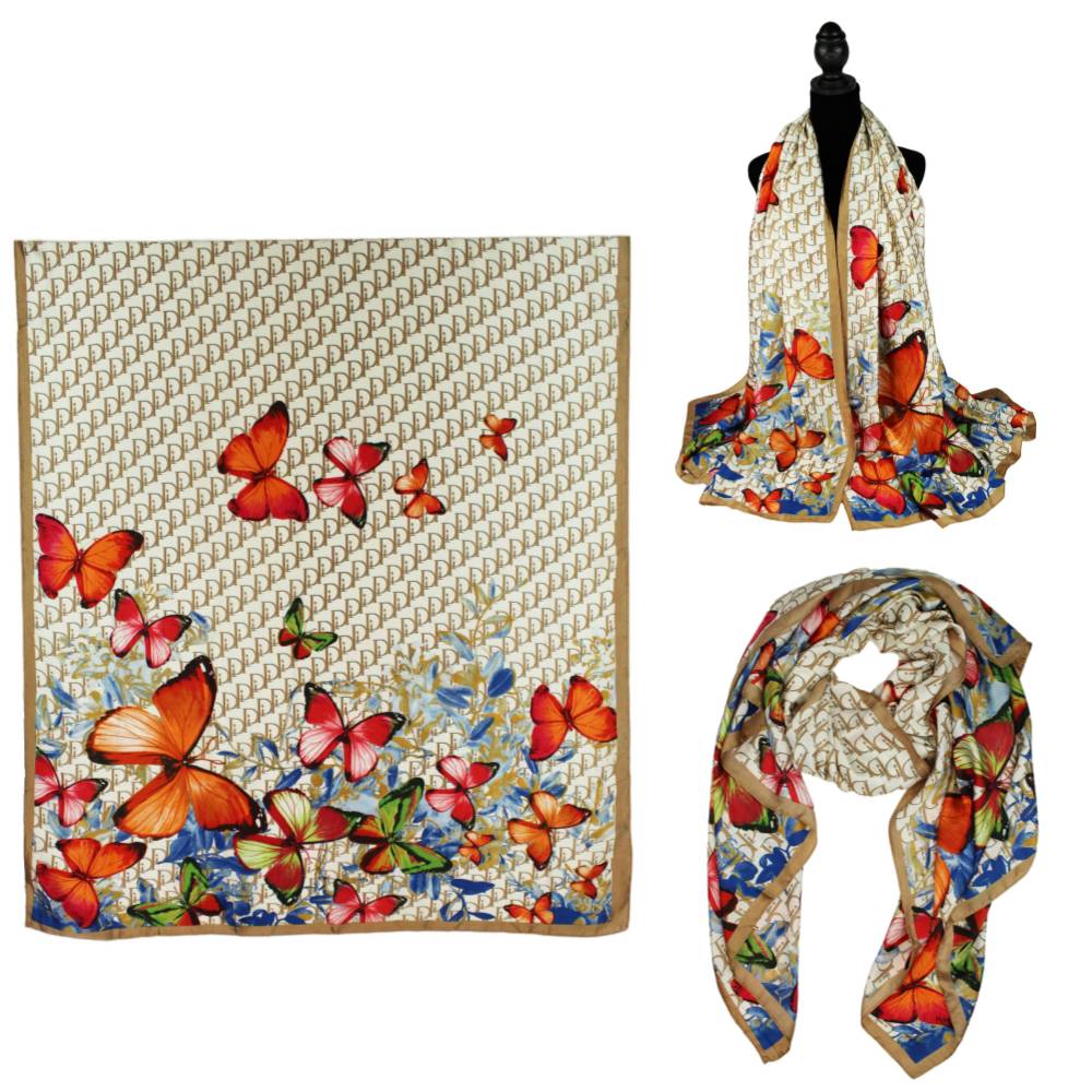 Women 35"X78" Oblong Silky Satin Scarf Shawl F11-62
