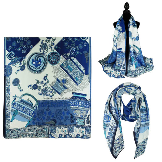 Women 35"X78" Oblong Silky Satin Scarf Shawl F11-64