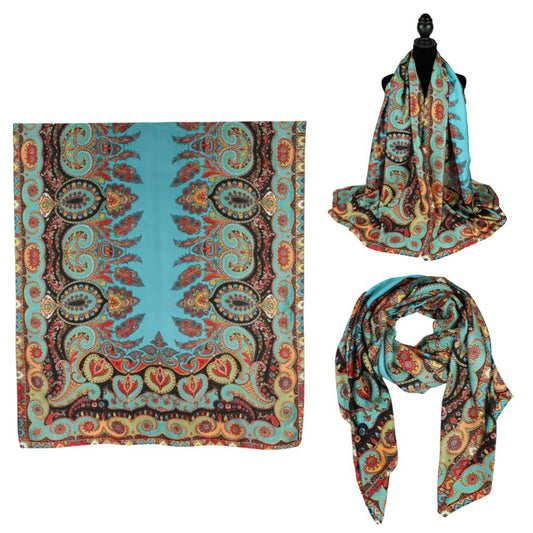 Women 35"X78" Oblong Silky Satin Scarf Shawl F11-66