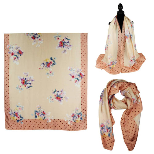 Women 35"X78" Oblong Silky Satin Scarf Shawl F11-67