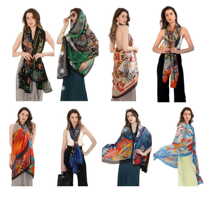 Women 35"X78" Oblong Silky Satin Scarf Shawl F11-40