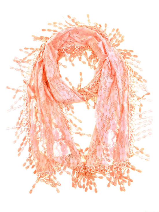 Fashion Lace Tassel Sheer Oblong Lightweight Scarf