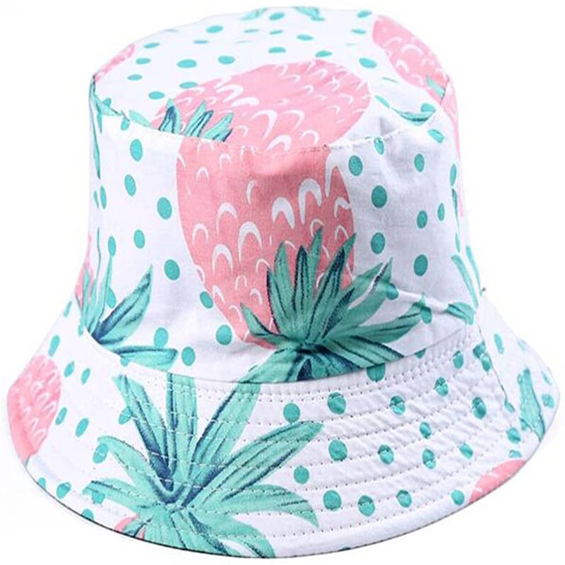 Reversible Printed Bucket hat JH164 Pink Pineapple