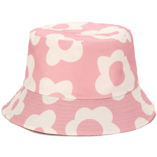 Reversible Printed Bucket hat Flowers JH899 Pink