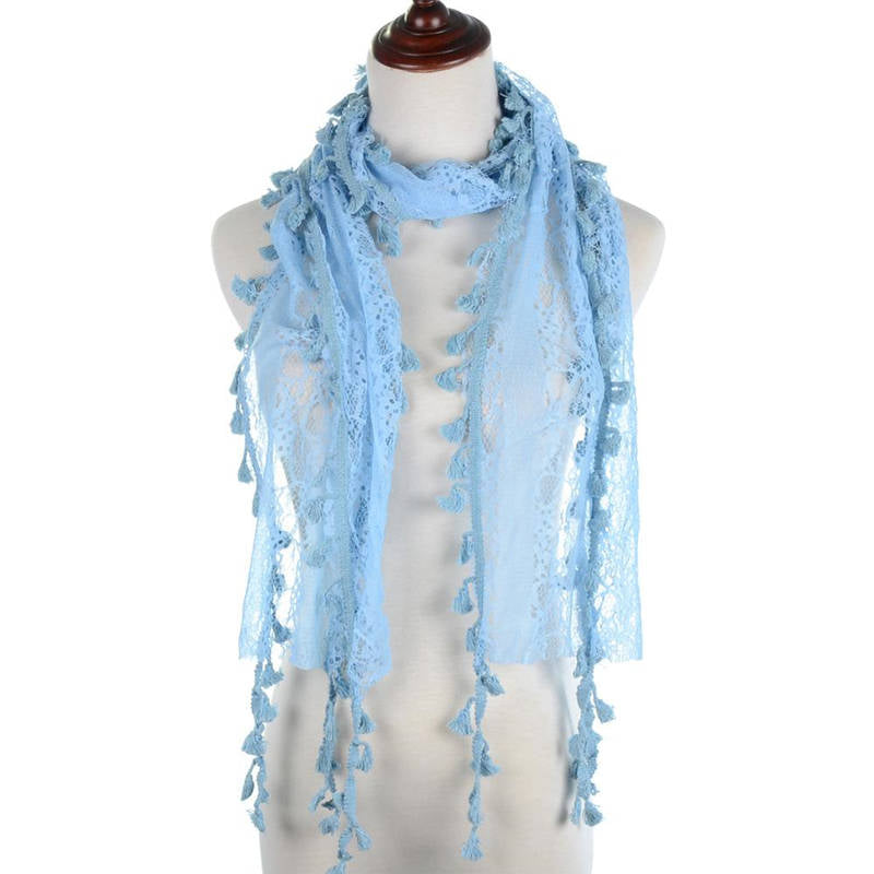 Fashion Lace Tassel Sheer Oblong Lightweight Scarf YH25