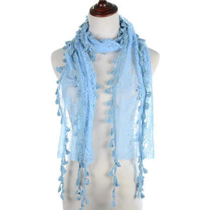 Fashion Lace Tassel Sheer Oblong Lightweight Scarf YH25