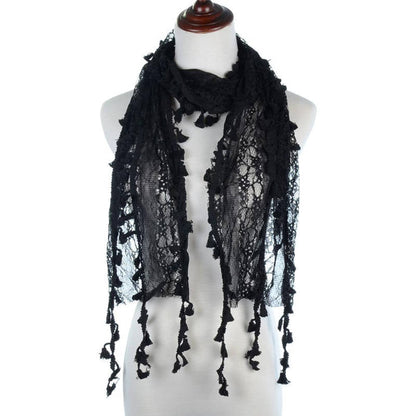 Fashion Lace Tassel Sheer Oblong Lightweight Scarf YH25
