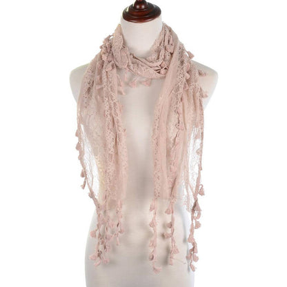 Fashion Lace Tassel Sheer Oblong Lightweight Scarf YH25