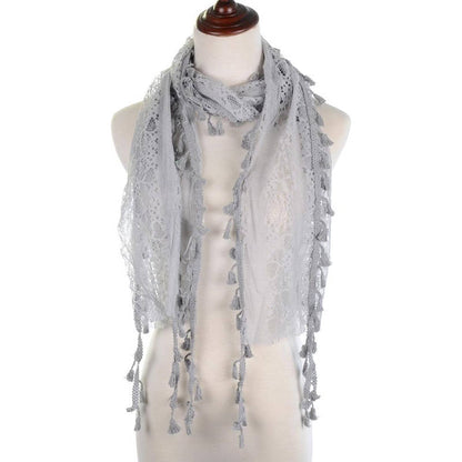 Fashion Lace Tassel Sheer Oblong Lightweight Scarf YH25