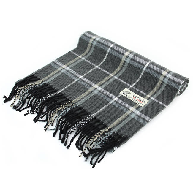 Plaid Cashmere Feel Scarf 12-pack Grey CM17-5