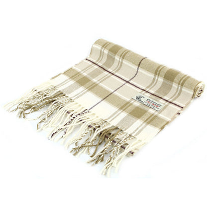 Plaid Cashmere Feel Scarf 12-pack Beige CM10-3