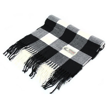 Black/white Stripes Plaid Cashmere Feel Scarf 12-pack, CM16-5
