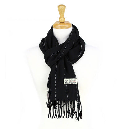 Black/white Stripes Cashmere Feel Scarf 12-pack, CM05